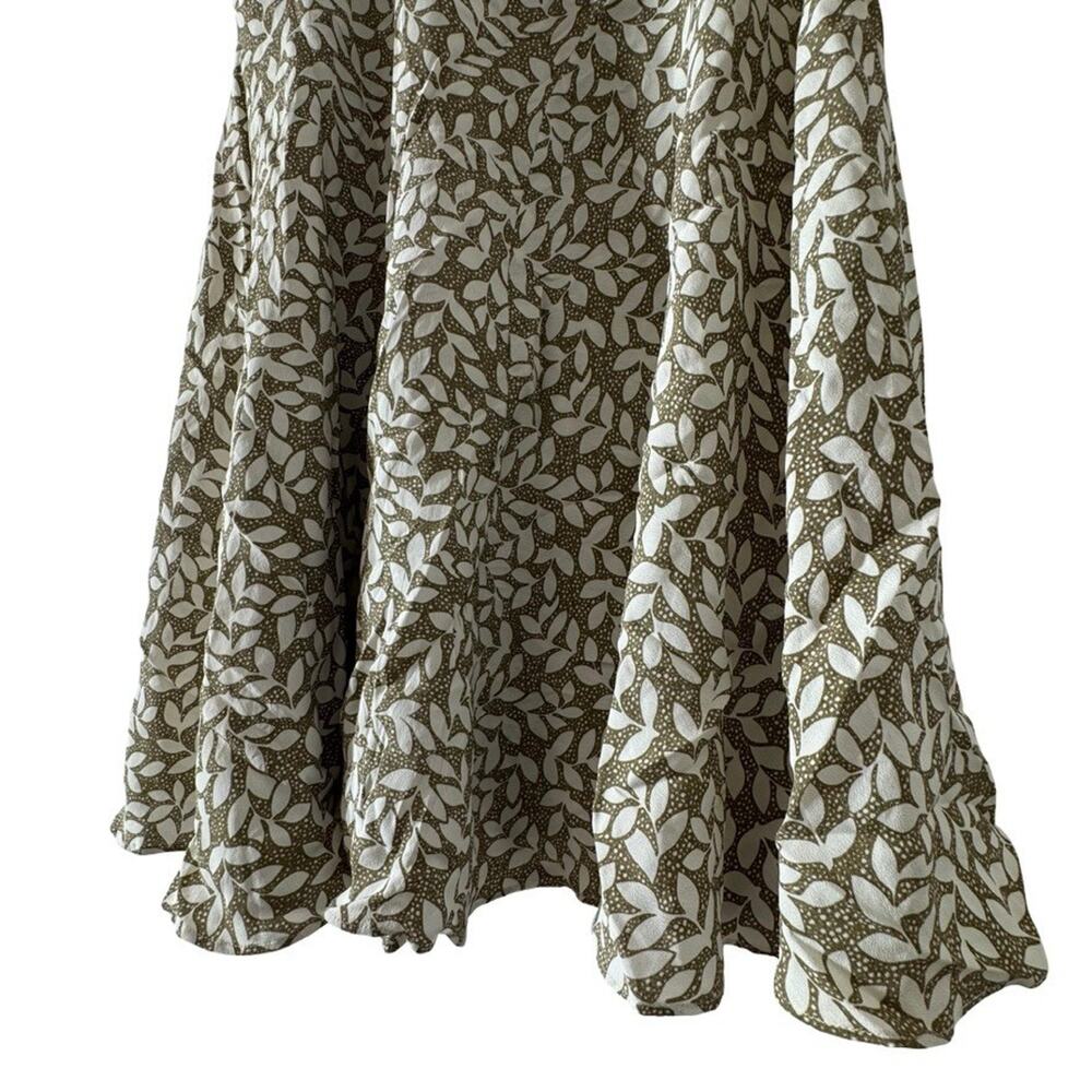 Casual Studio Midi Rayon Sage Green White Floral Side Zip Midi Skirt 90s sz S - Picture 12 of 16